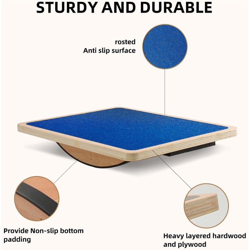 Balance Board Fitness - Portable Wooden Square Balance Table Anti