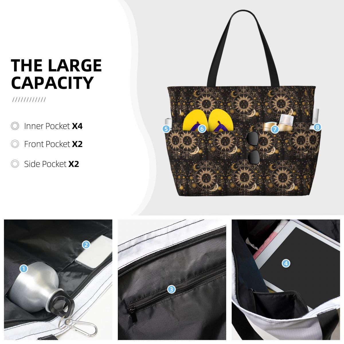 Boho Golden Crescent Moon And  - Yoga Fitness Tote review and price