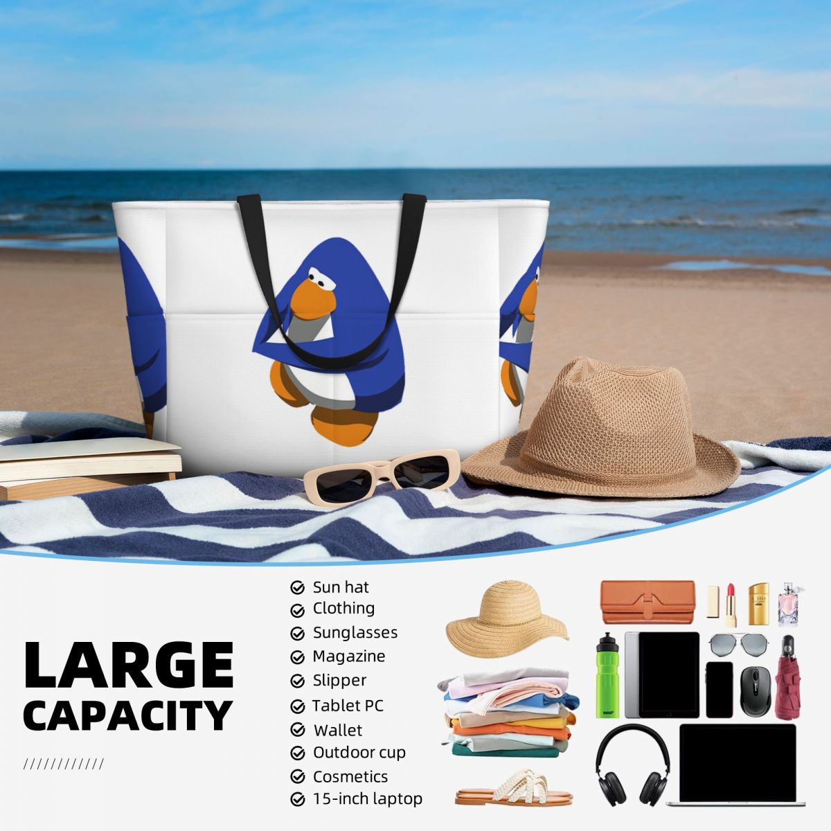 Club Penguin BOI Beach Tote Ba - Yoga Fitness Tote review and price