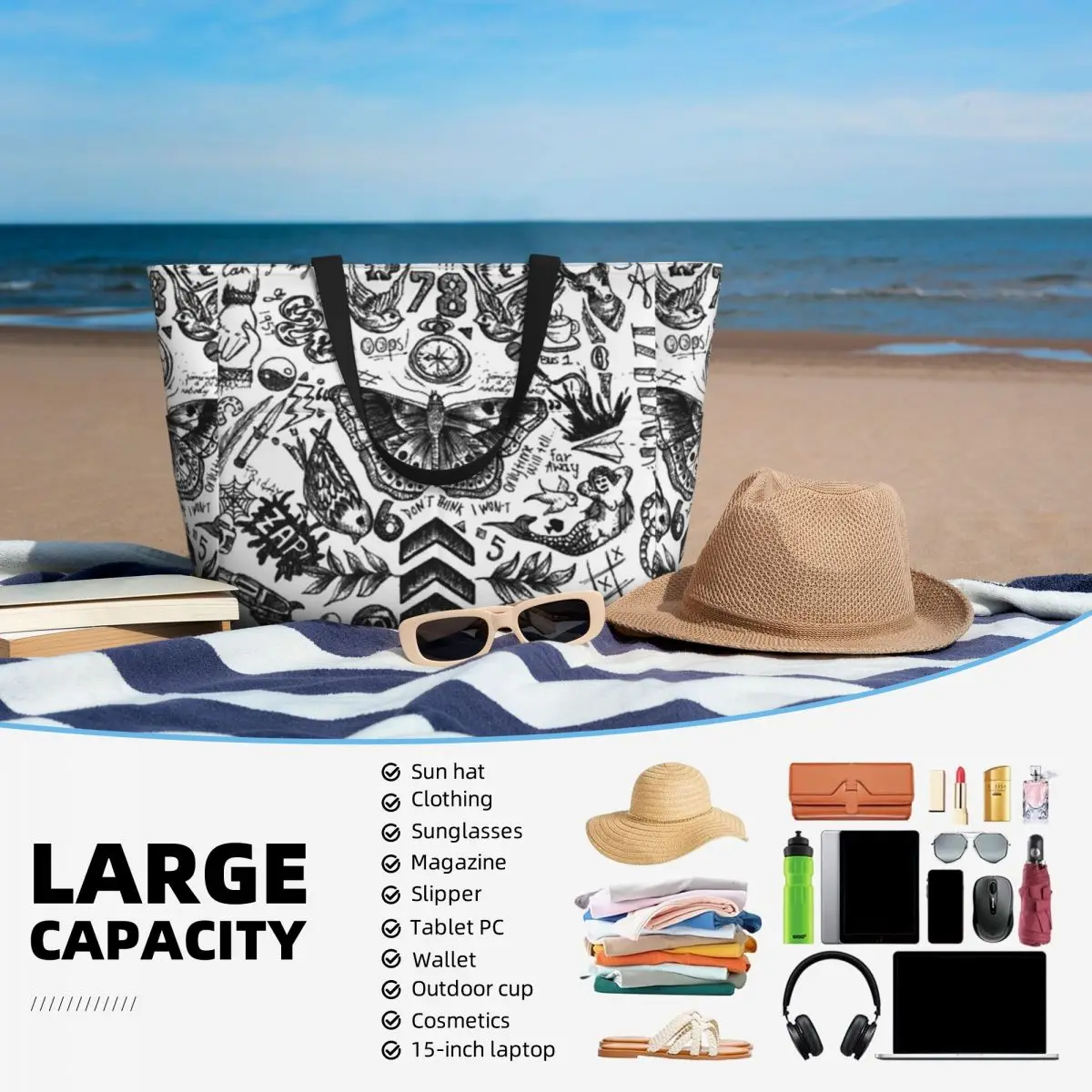 One Direction - Tattoos Beach  - Yoga Fitness Tote review and price